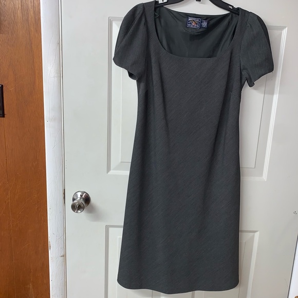 American Living EUC Gray Square Neck Puffed Sleeve Shift Dress size 6 - Picture 4 of 12
